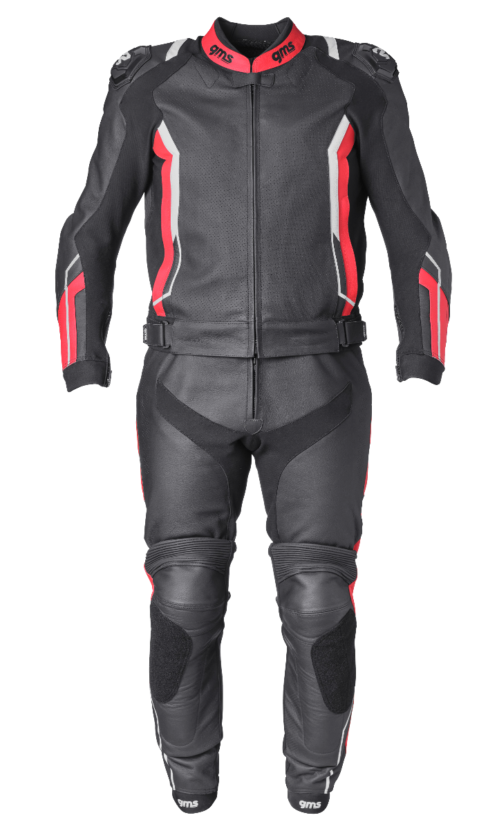 GR-1 2PC LEATHER SUIT BLACK/RED/WHITE
